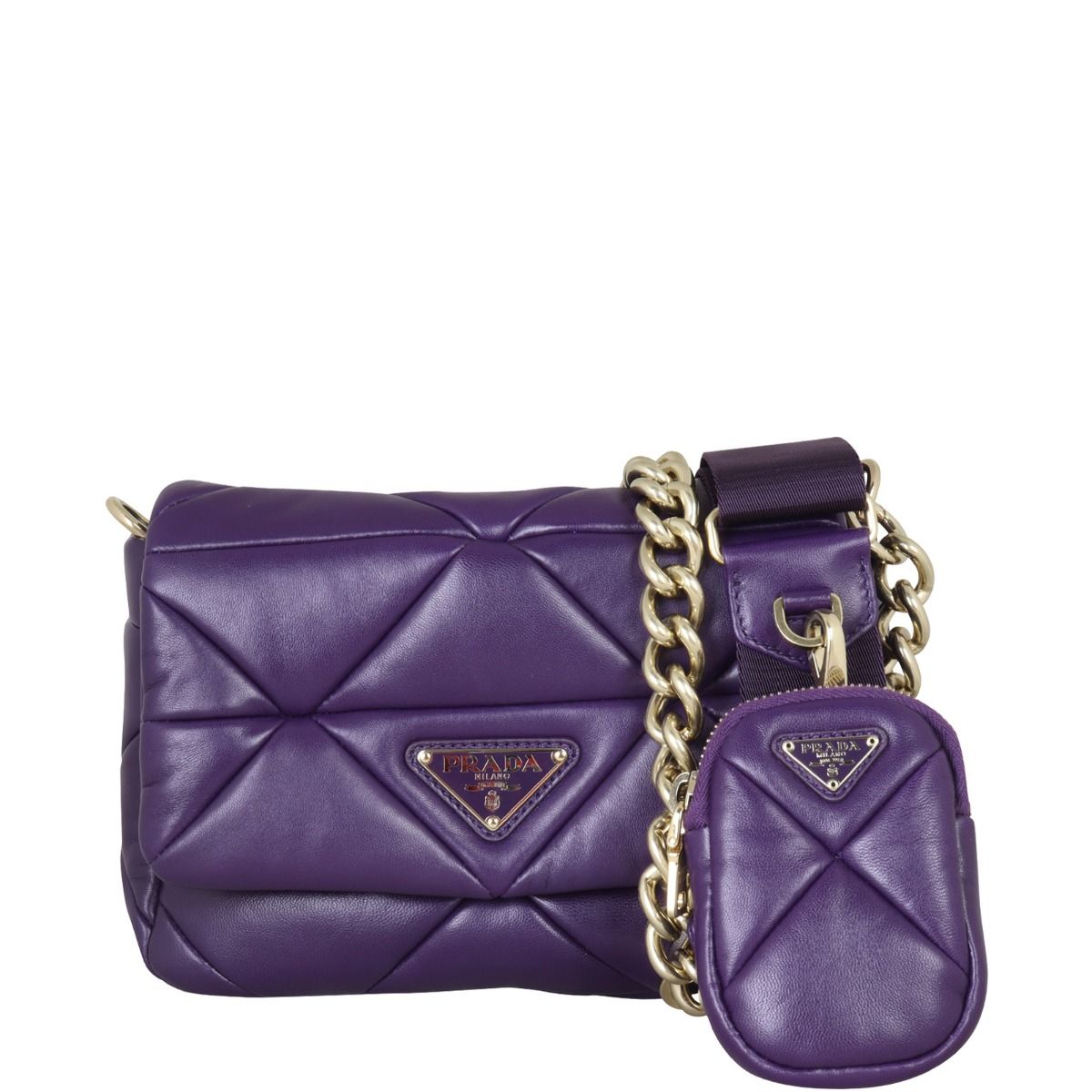 【PRADA】PATCHWORK SHOULDER BAG PRADA Re-Nylon Triangle Padded Patchwork Shoulder Bag Black