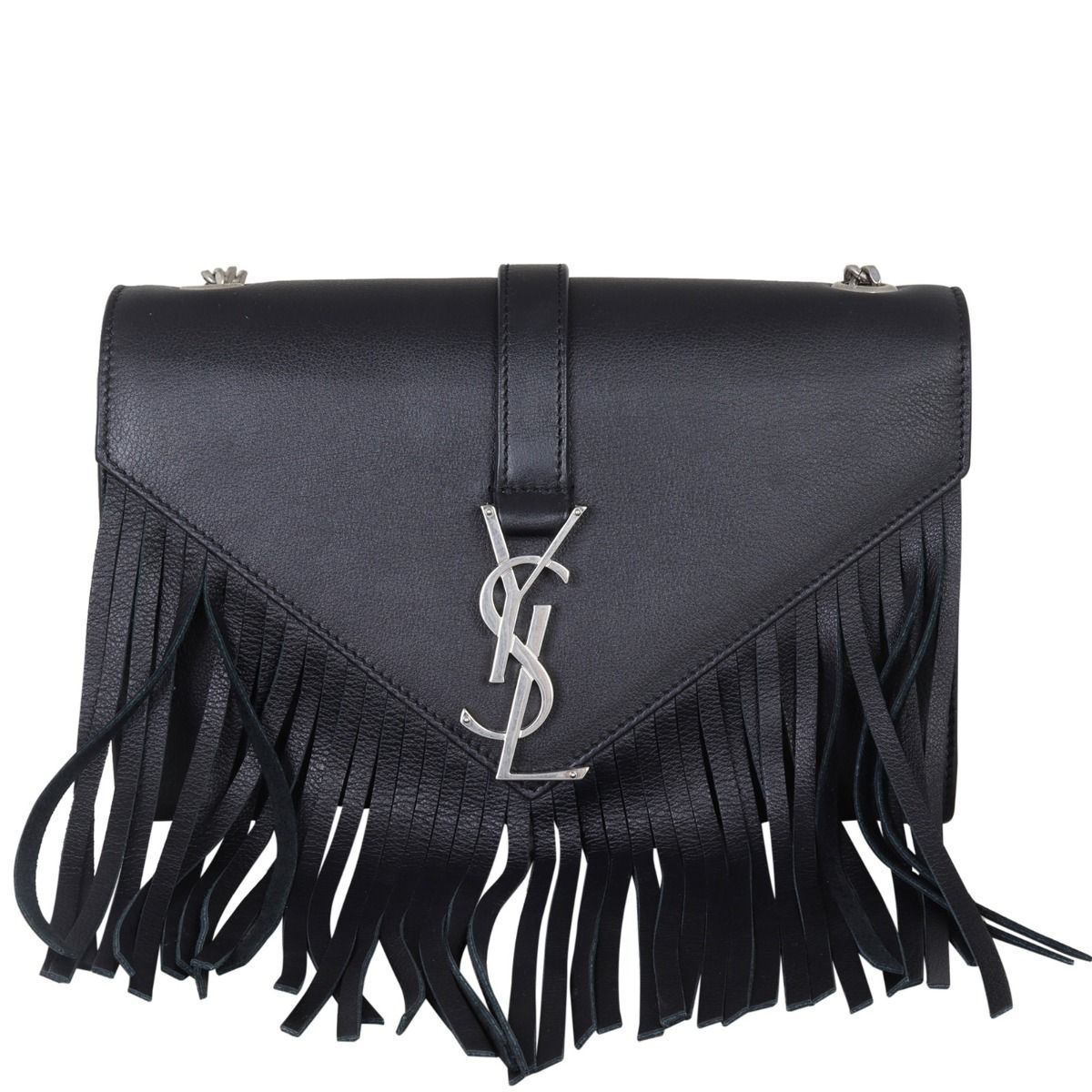 Ysl black fringe top bag