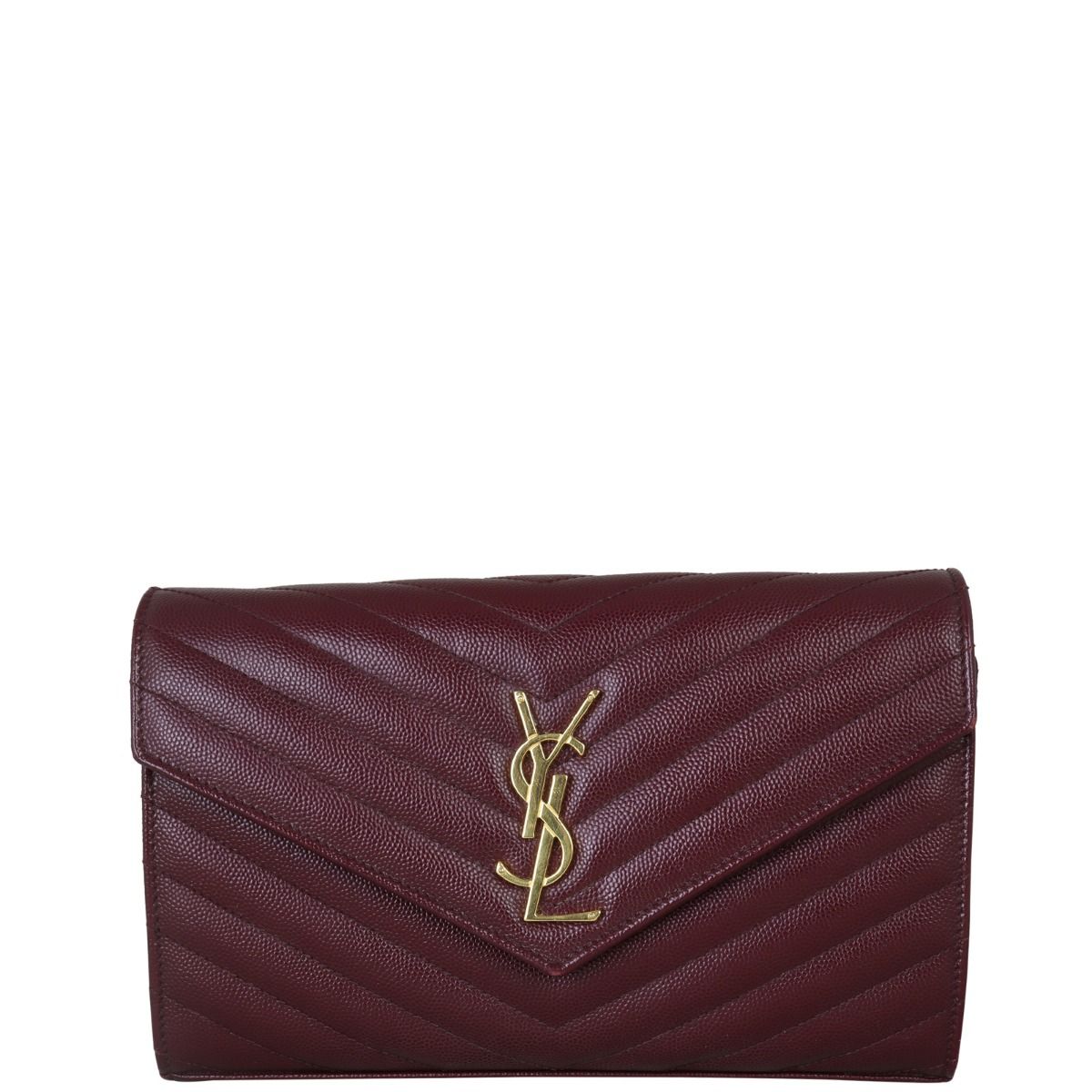 Saint laurent quilted leather wallet on a chain shop