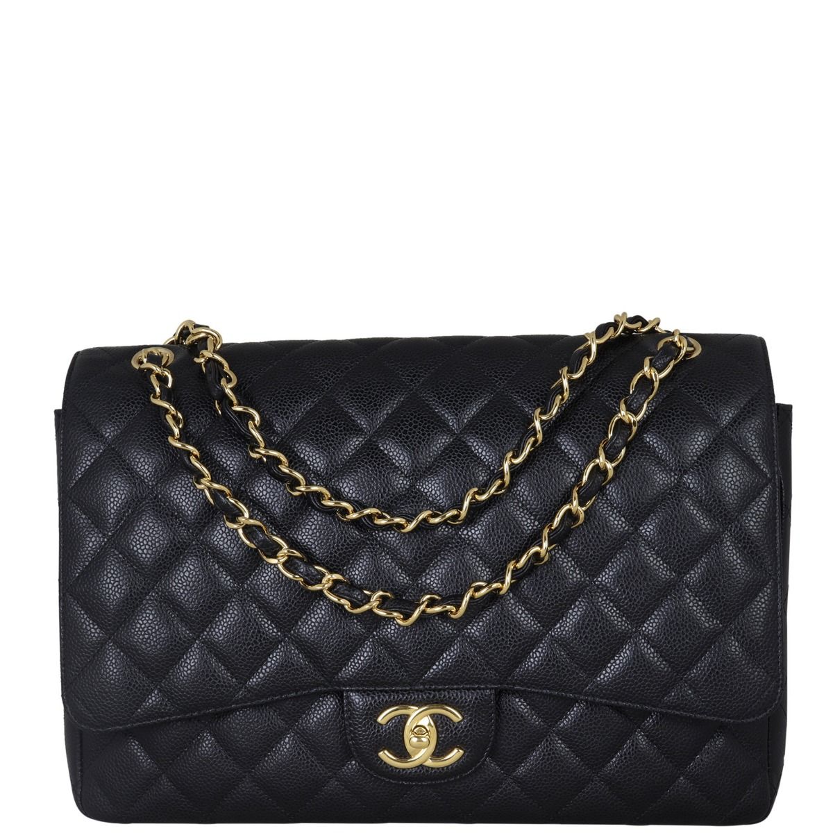 Chanel Classic Double Flap Maxi Black Gold Hardware