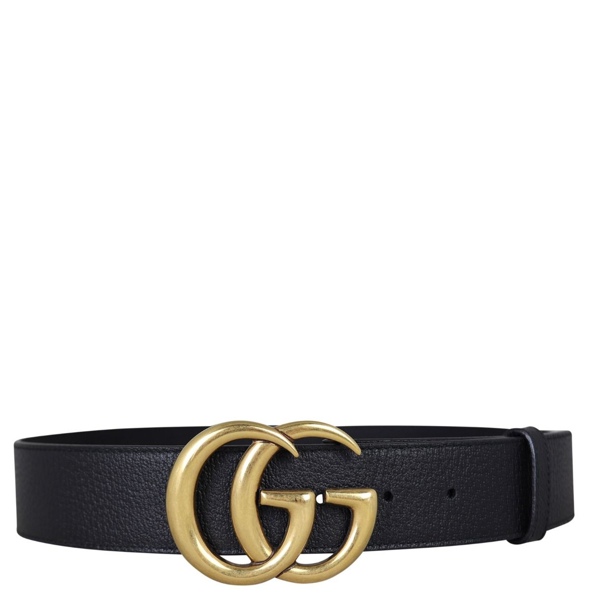 Wide leather belt with double g on sale