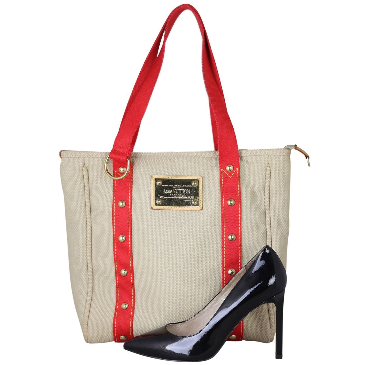 LOUIS VUITTON Limited Edition Cream Canvas Antigua Cabas MM