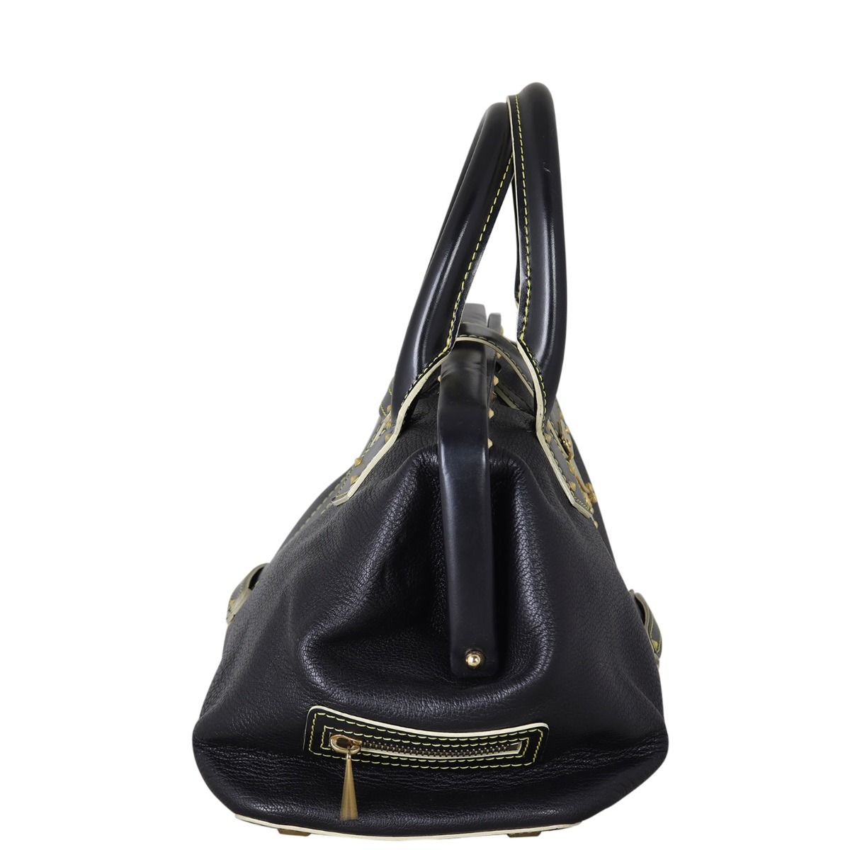 Louis Vuitton Black Leather Suhali Lingenieux Frame Doctor Bag at