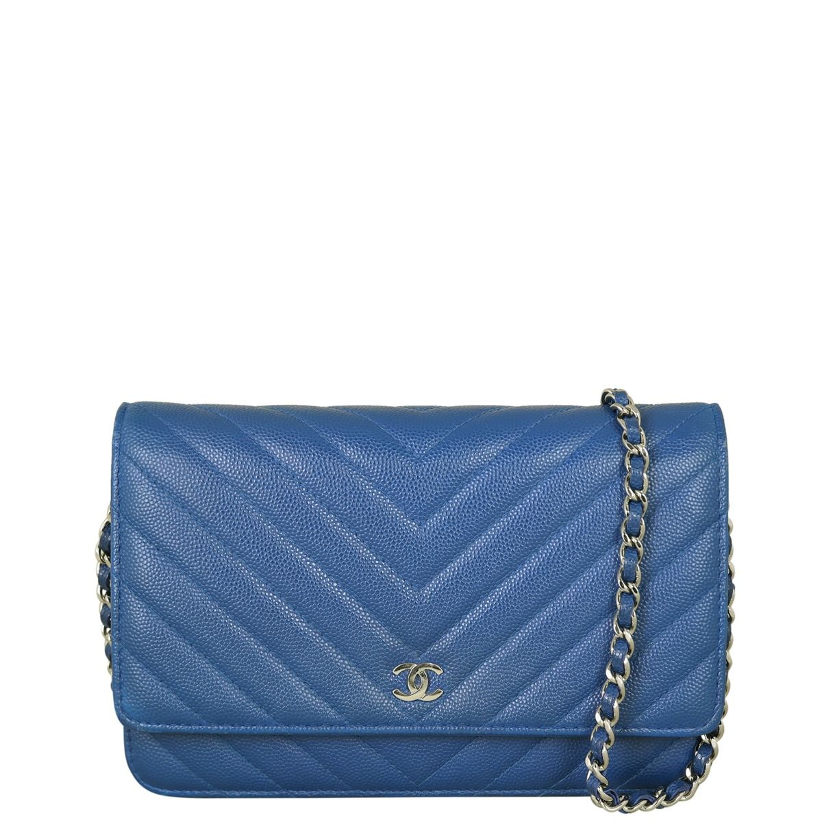 Chanel Classic Wallet on Chain Chevron Blue