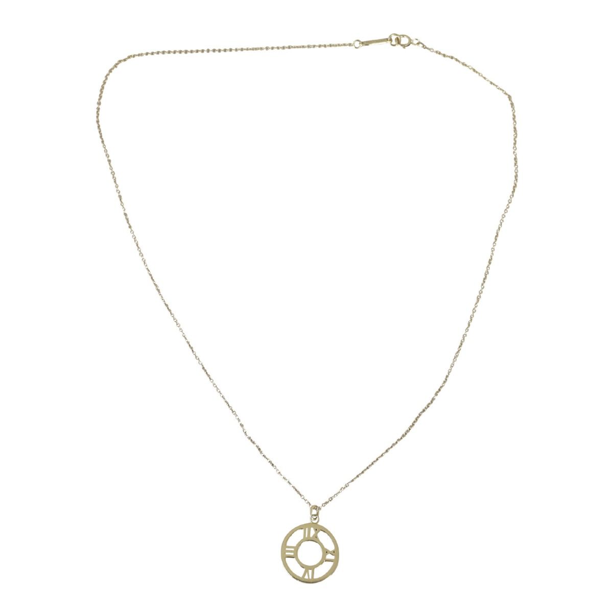 Tiffany Co. Atlas Pendant 18k Yellow Gold Diamond Necklace
