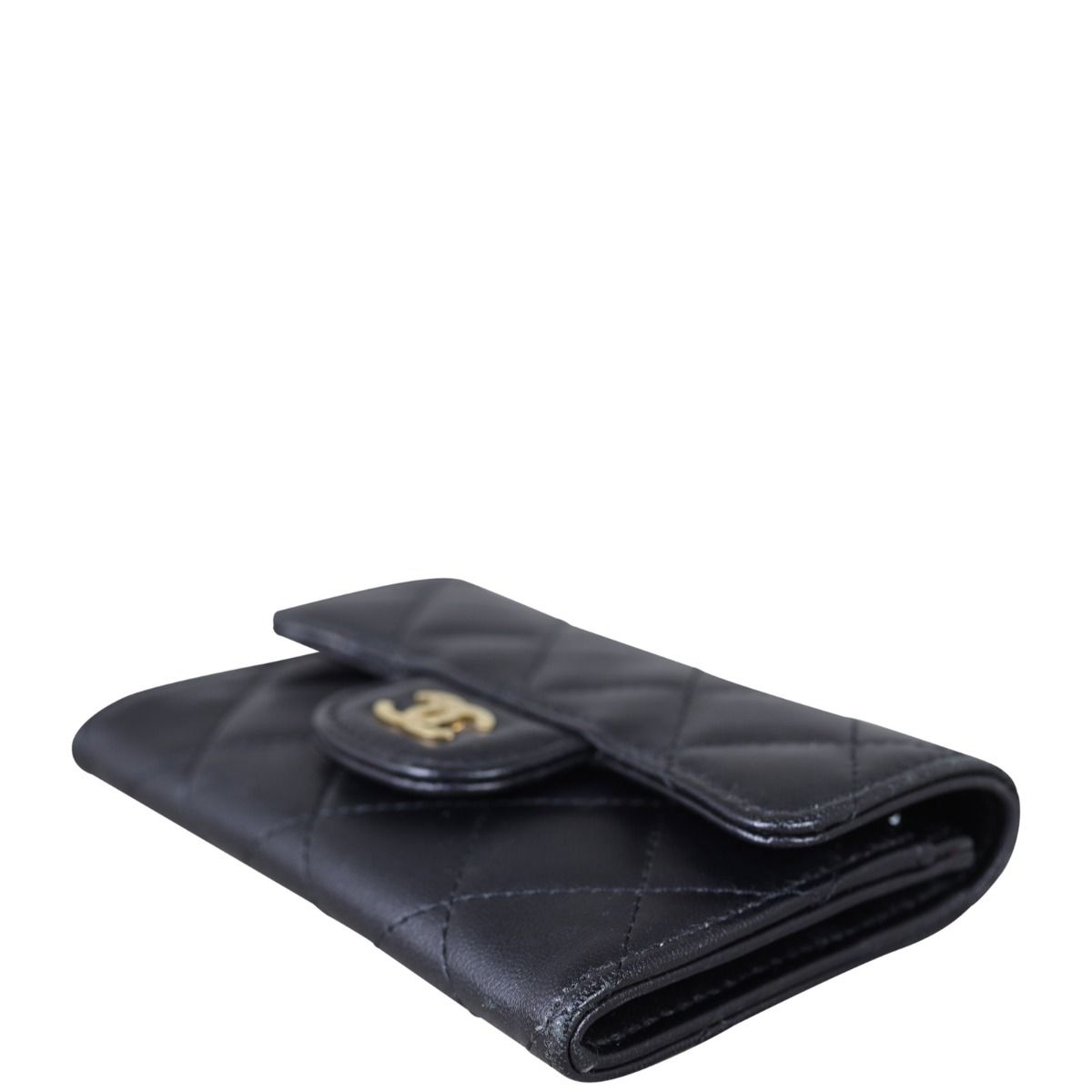 【シンプルな洗練】【CHANEL】Classic Card Holder Lambskin Classic card holder - Lambskin & gold-tone metal, black
