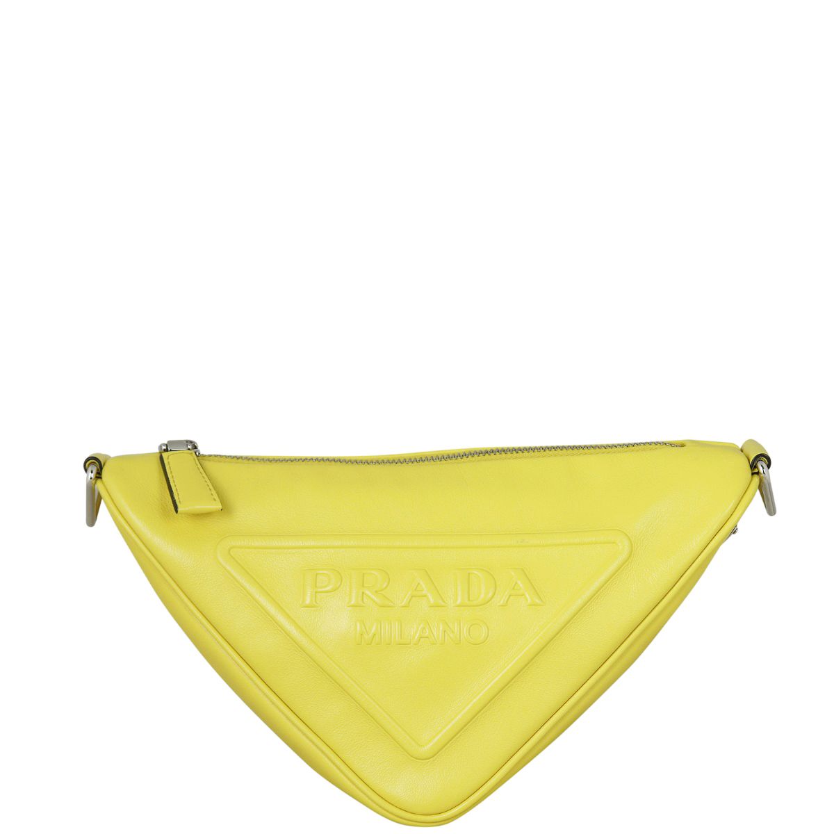 Prada Triangle Leather Shoulder Double Bag Black / Sunny Yellow