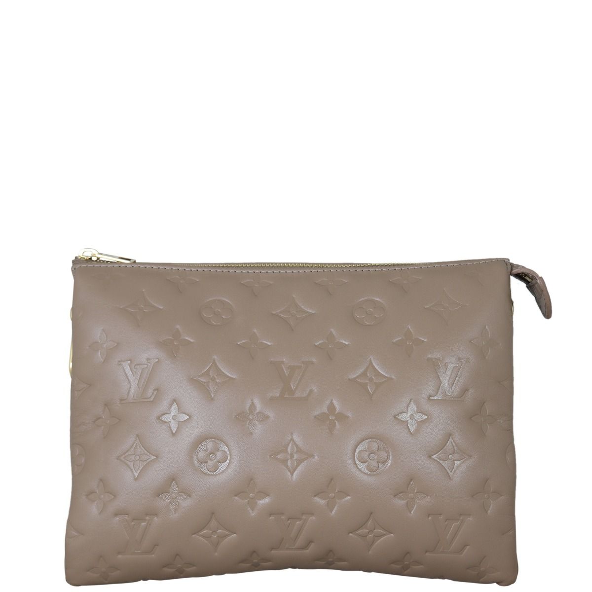 Louis Vuitton Taupe Monogram Embossed Puffy Lambskin Coussin PM