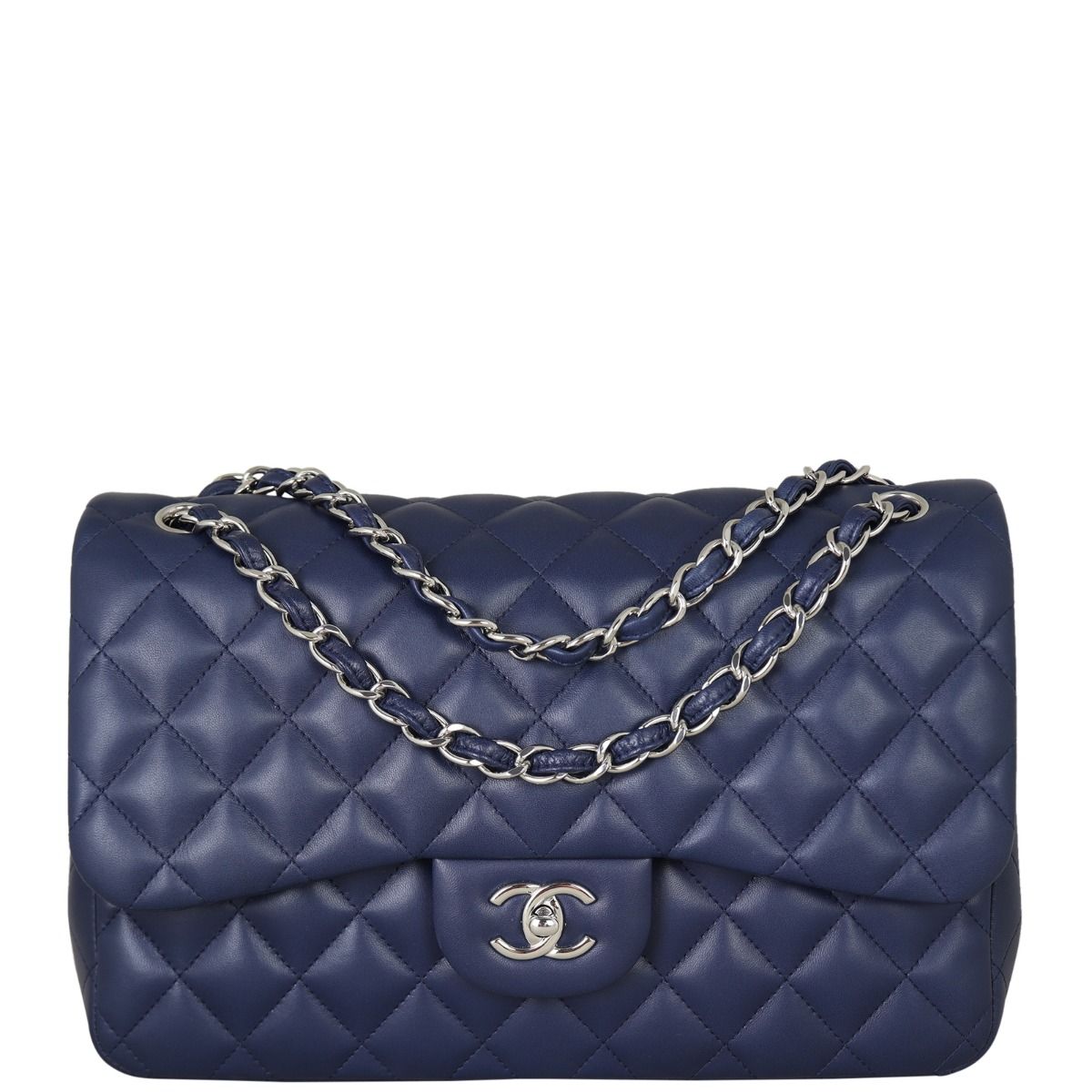 Chanel navy classic flap bag best sale
