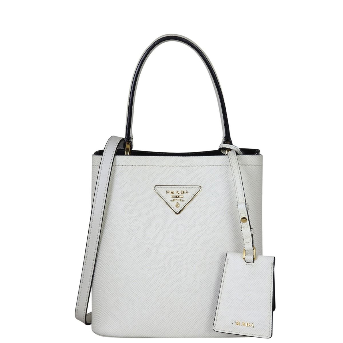 Prada Panier Small Leather Shoulder Bag In White