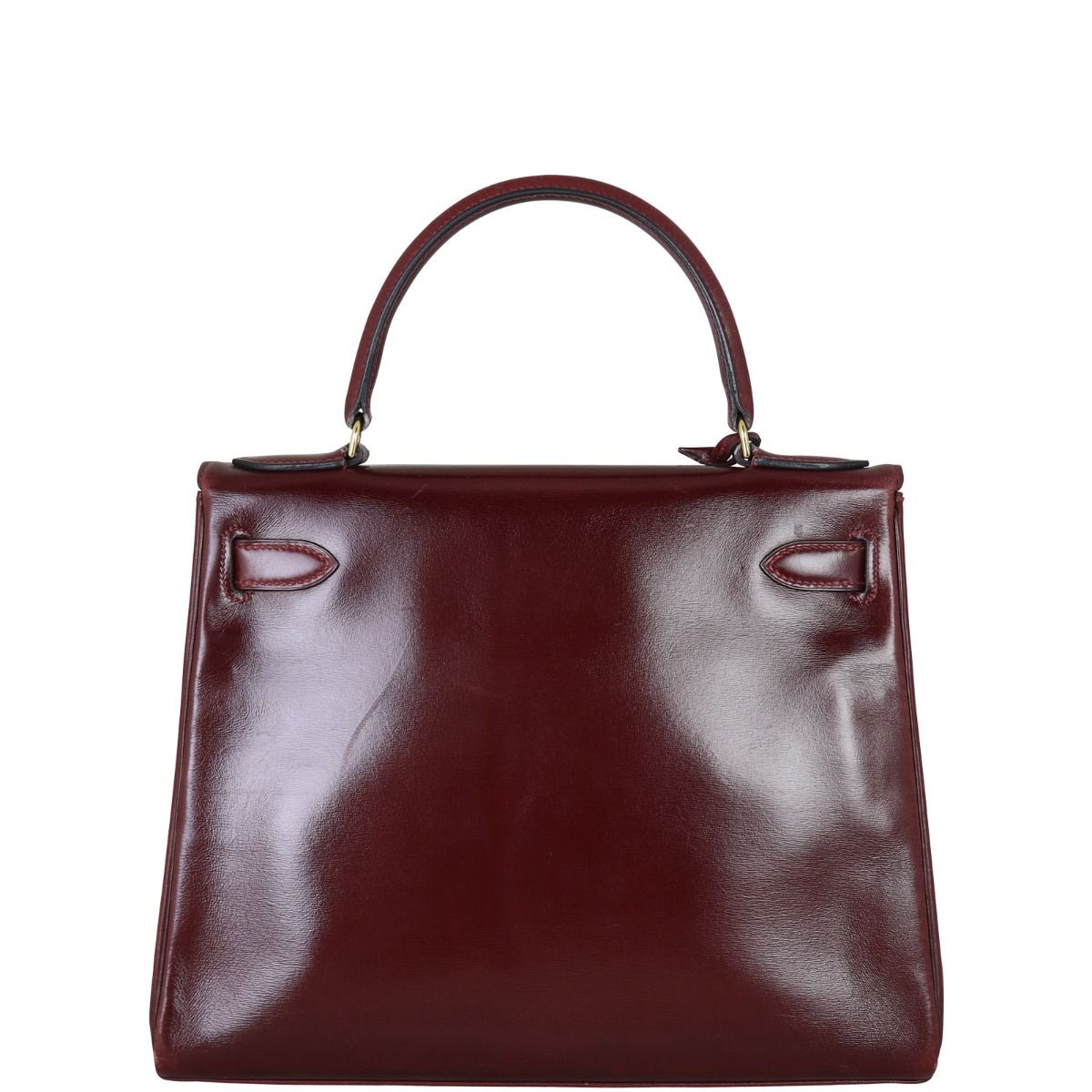 28 Kelly Retourne Bag Burgundy Box Leather