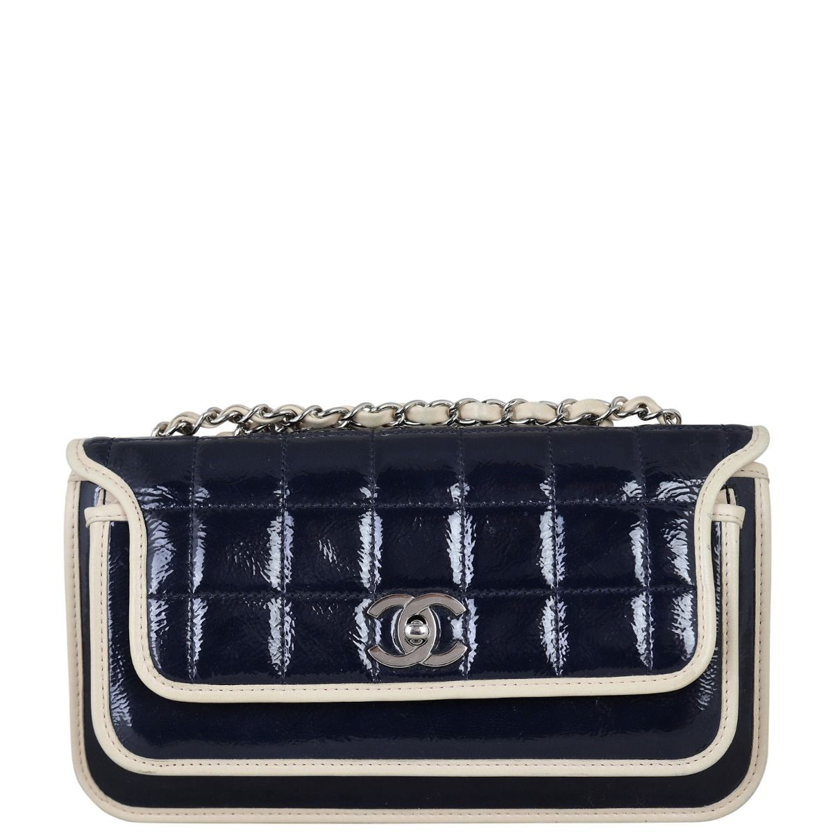Chanel Chocolate Bar Flap Shoulder Bag Patent