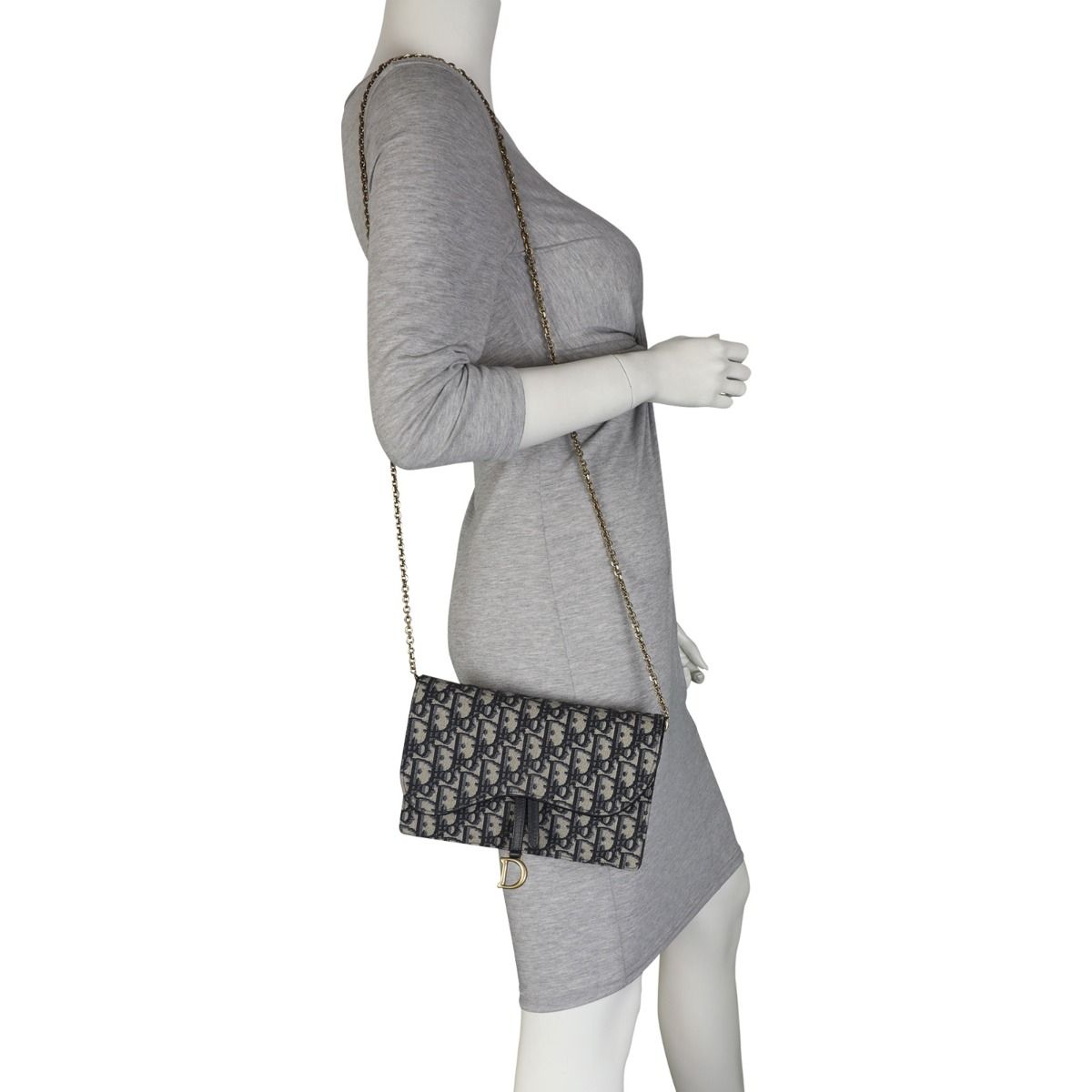 Dior oblique saddle wallet on chain online