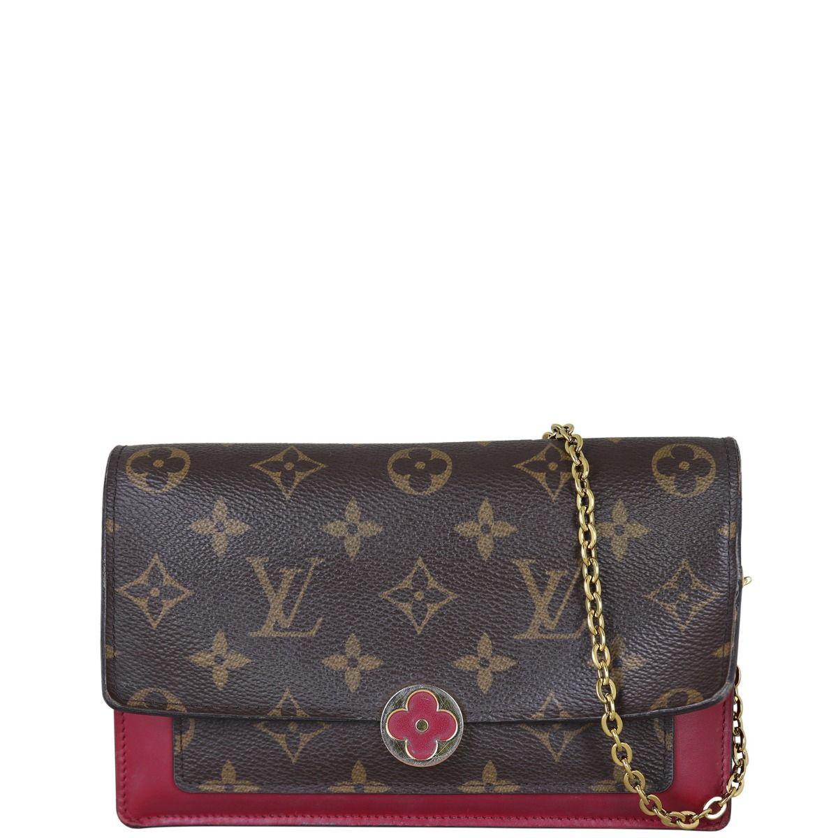 AUTHENTIC Louis Vuitton Flore Chain Wallet Clutch Rose Ballerine M69579   eBay