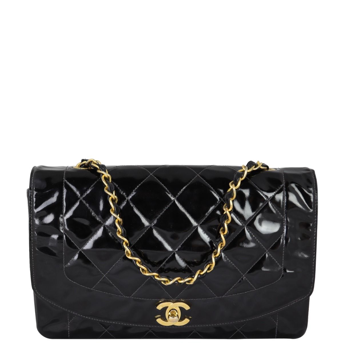 Chanel Quilted Diana Patent Flap Bag