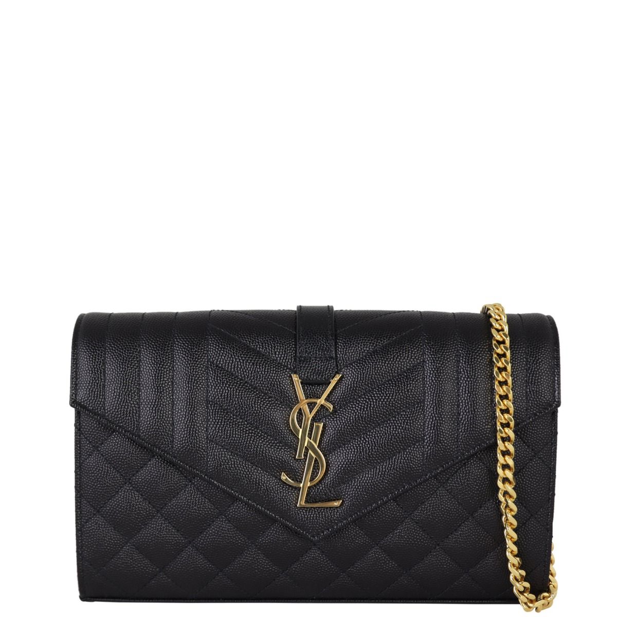 Saint Laurent Monogram Mix Matelasse Envelope Wallet on Chain