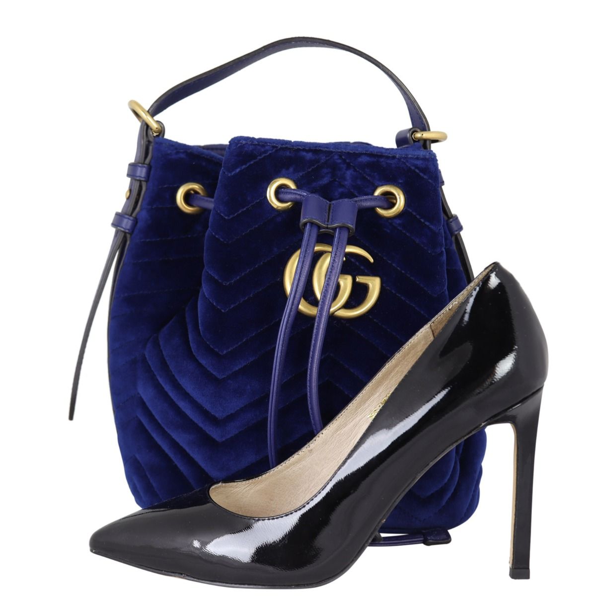 Gucci marmont velvet bucket bag on sale