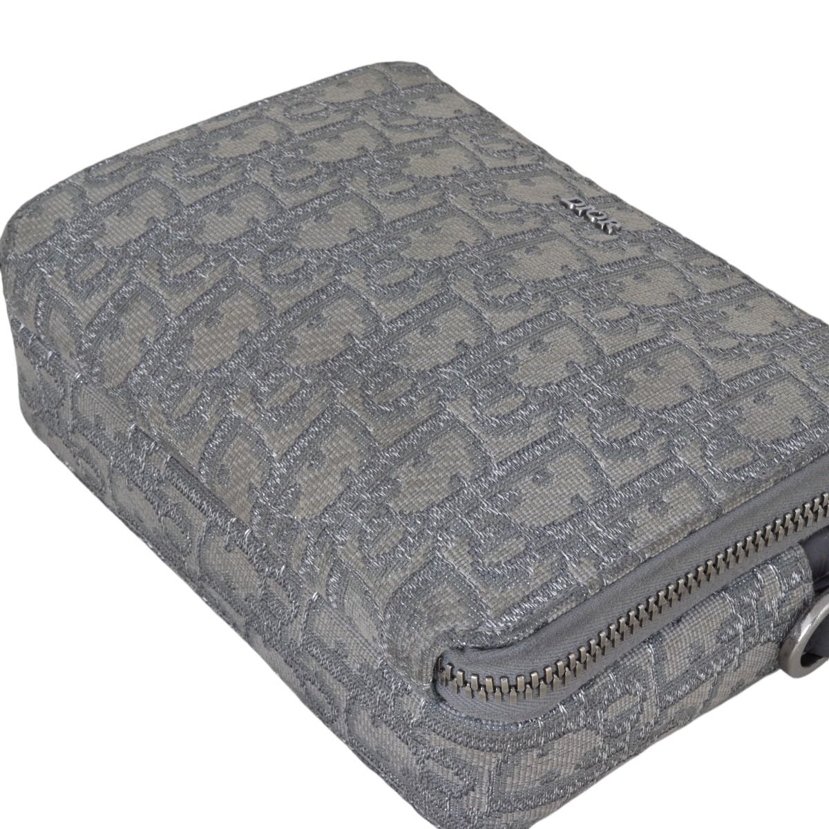 ＊韓国＊［DUBLEVE］DUBLEVE JACQUARD POUCH DIOR Zipped Pouch with Strap Beige and Black Dior Oblique