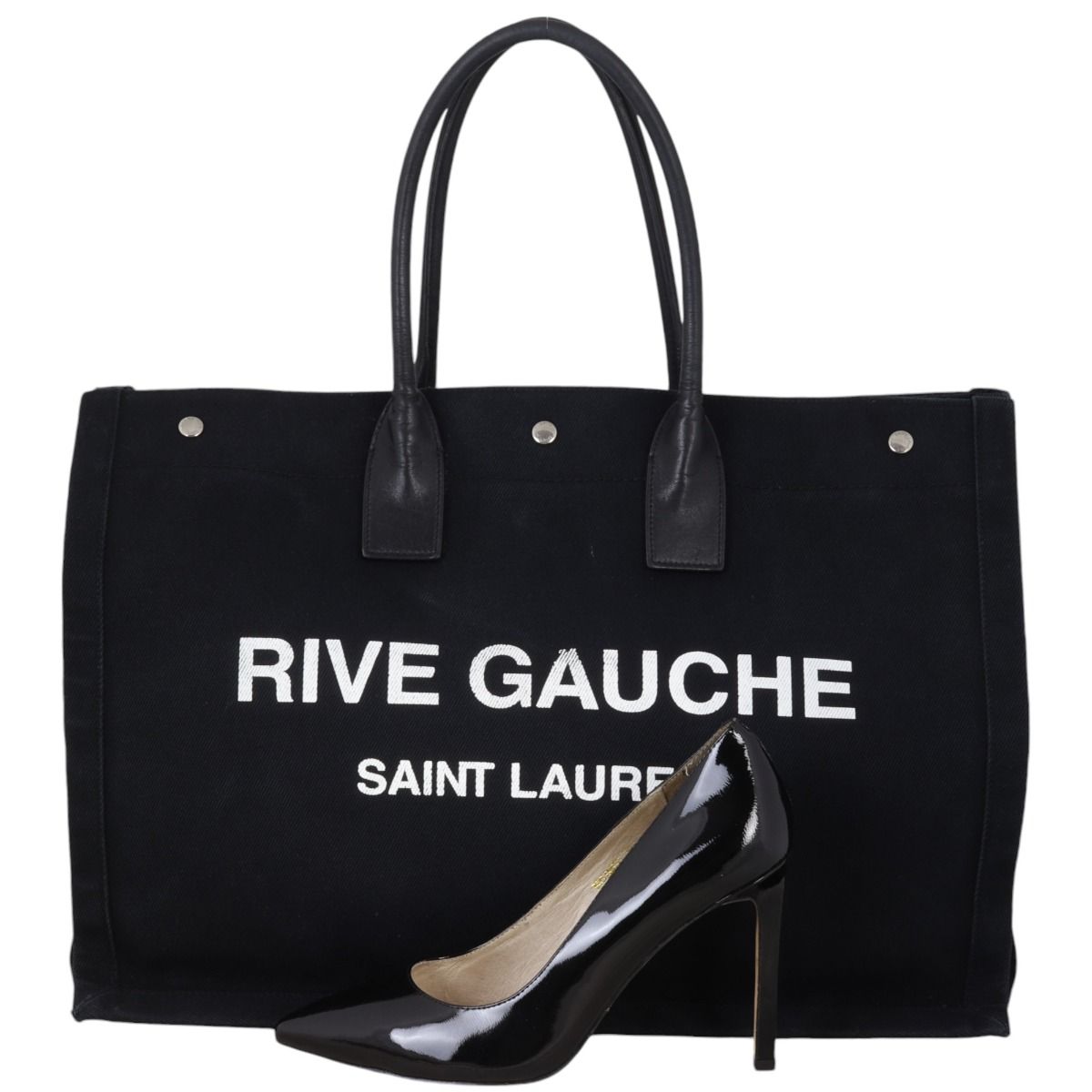 Yves SaintLaurent rive gaucheポロシャツ黒Sサイズ Saint Laurent Patent Mesh Rive Gauche Large Tote Bag | Vivrelle