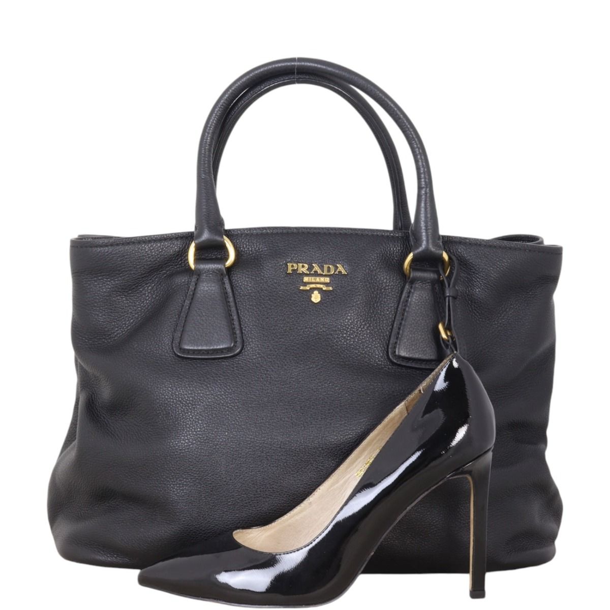 Prada vitello daino leather tote sale