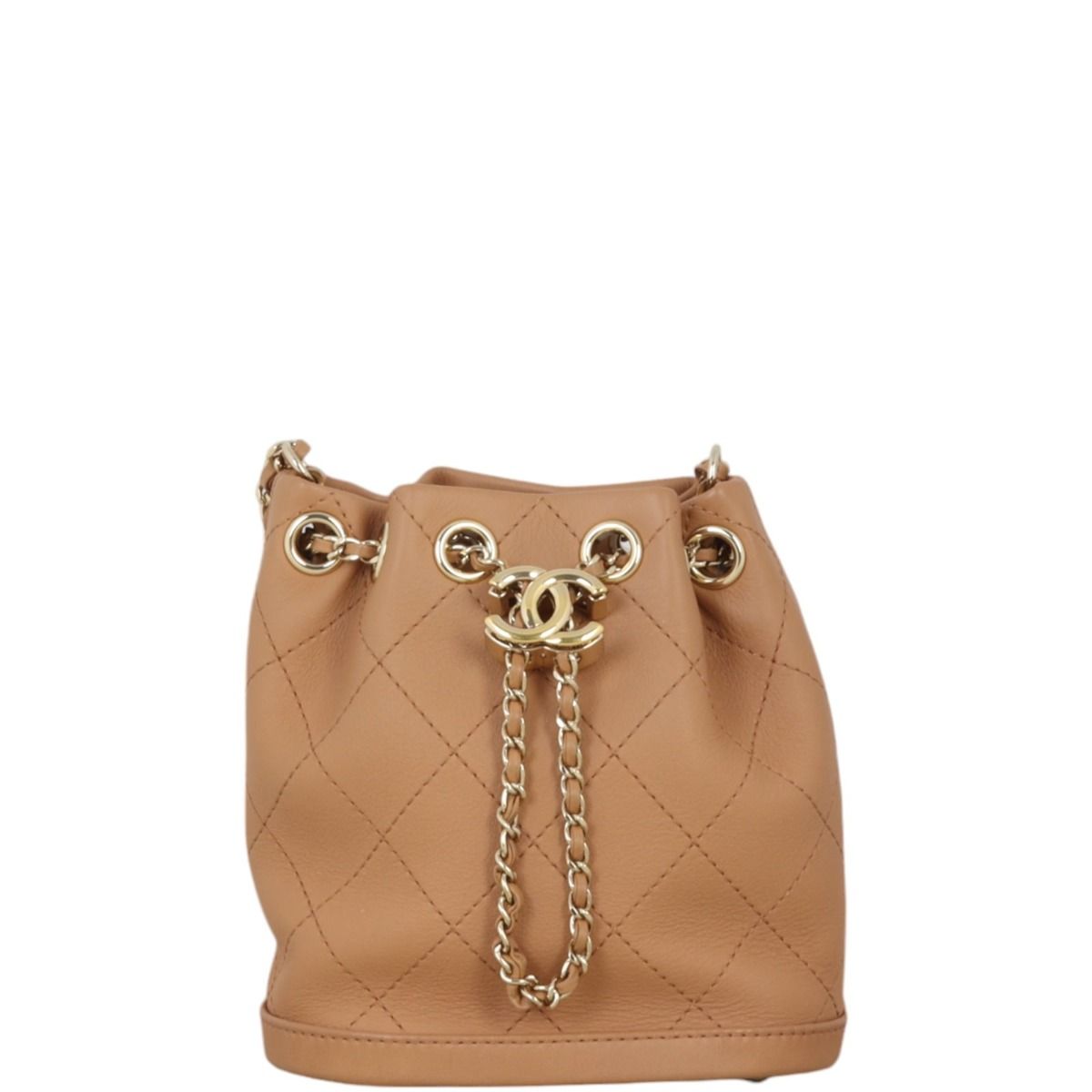 Chanel Quilted CC Drawstring Mini Bucket Bag