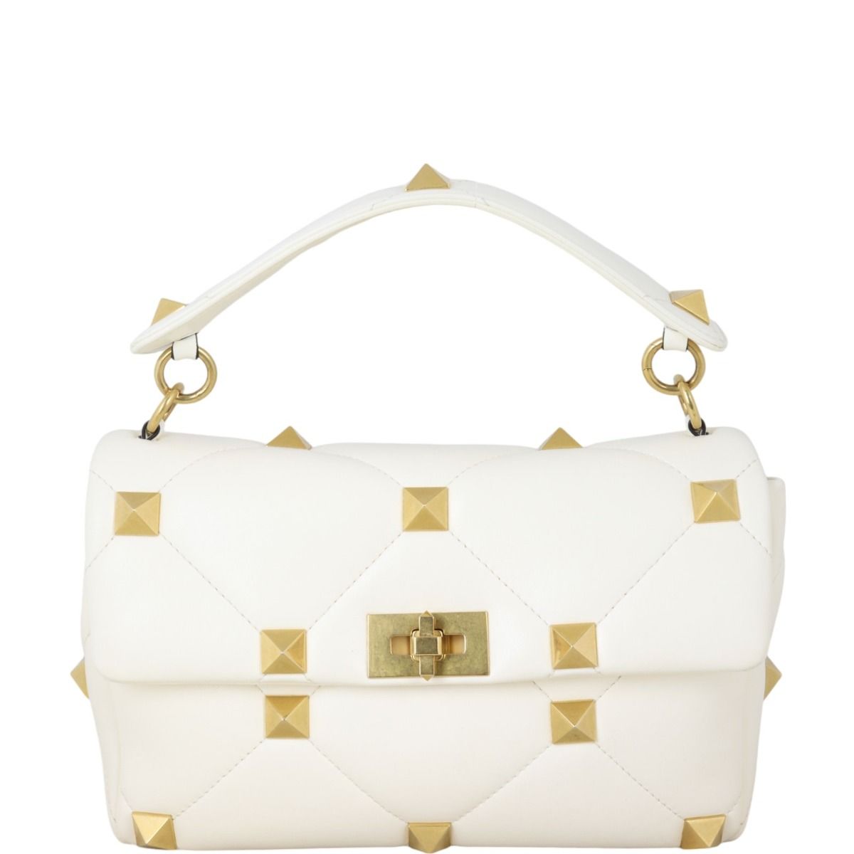 Valentino Roman Stud Shoulder Bag Medium white