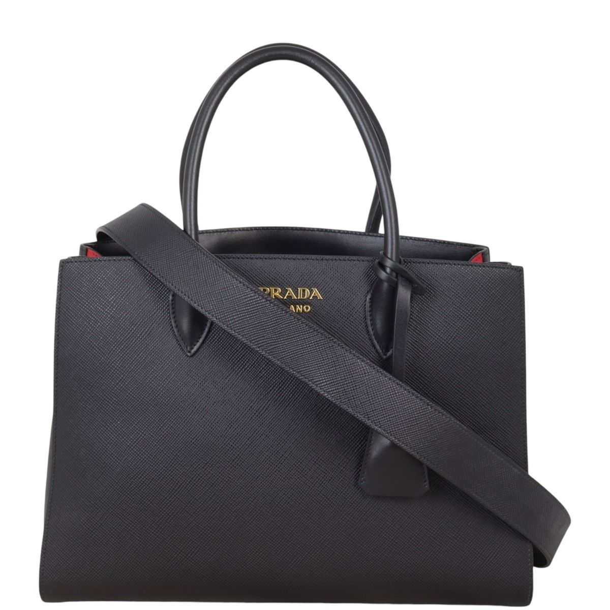 Prada red and black handbag best sale