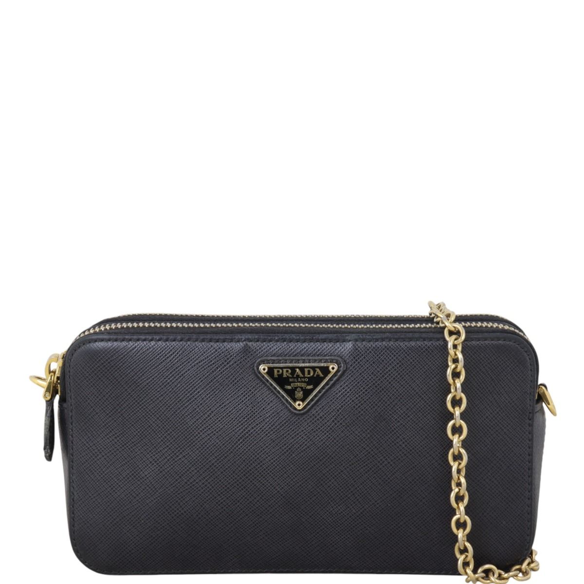 Prada saffiano double zip crossbody 2025