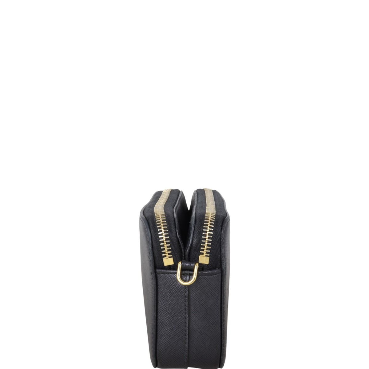 Prada Saffiano Mini Double Zip Chain Crossbody
