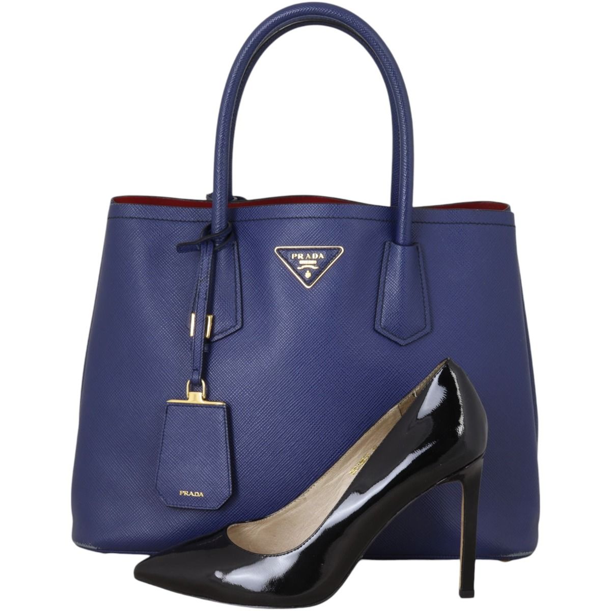 Prada Bluette Saffiano & Soft Calf Leather Small Borsa A