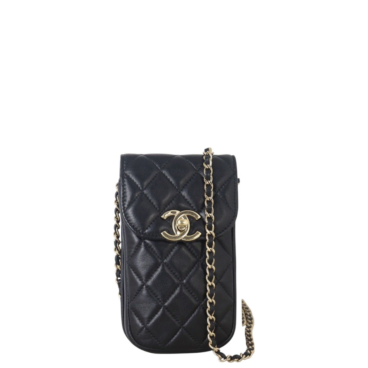 【コンパクト♪】CHANEL スマホ ホルダー ブラック 超希少なソーブラック】CHANEL☆スマホホルダー☆ミニサイズ