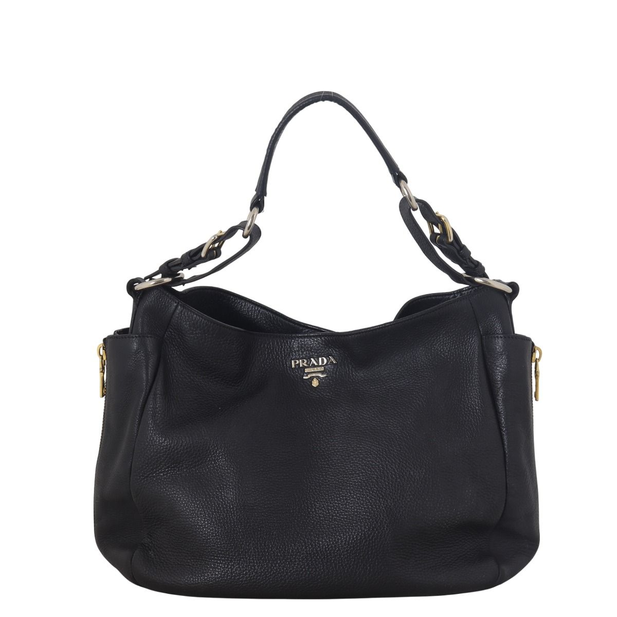 バッグ 00S PRADA VITELLO DAINO LEATHER HOBO BAG PRADA Black Vitello Daino Leather Hobo Buckle Bag | eBay