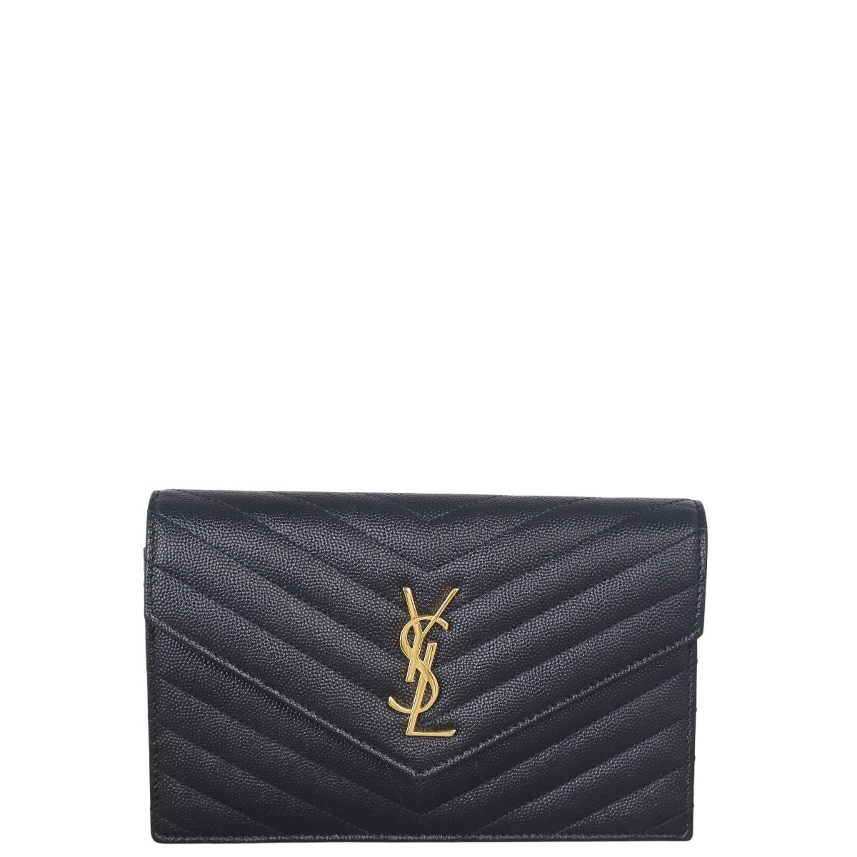 【SAINT LAURENT】ENVELOPE CHAIN WALLET Saint Laurent Monogram Envelope Chain Wallet Croc-embossed