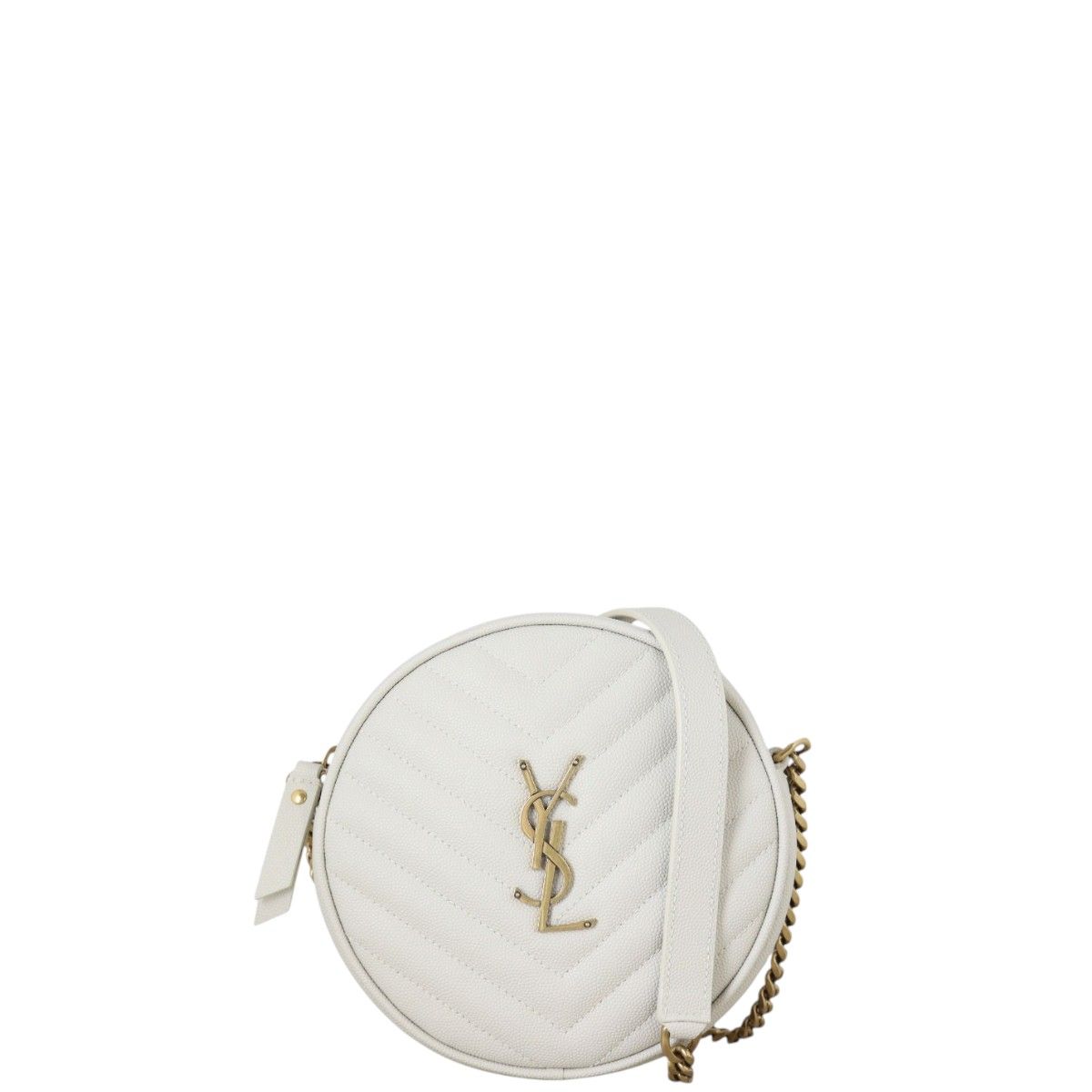 SAINT LAURENT CAMERA BAG ROUND カメラバッグ Saint Laurent Calfskin Matelasse Chevron Round Vinyle Camera