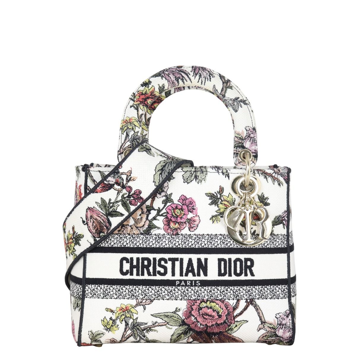 ☆ヴィンテージ☆DIOR☆ LADY D-LITE トートバッグ Dior Lady D-Lite Dioramour Graffiti Medium Canvas White