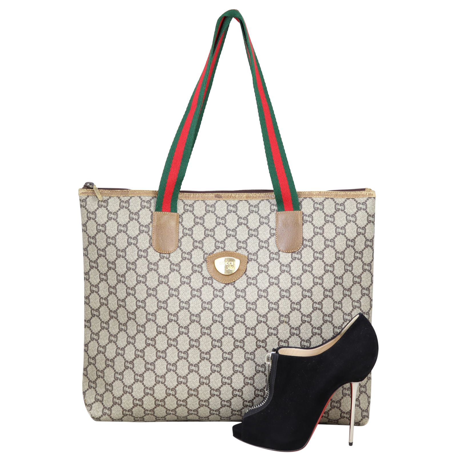 Gucci GG Supreme Plus Web Tote