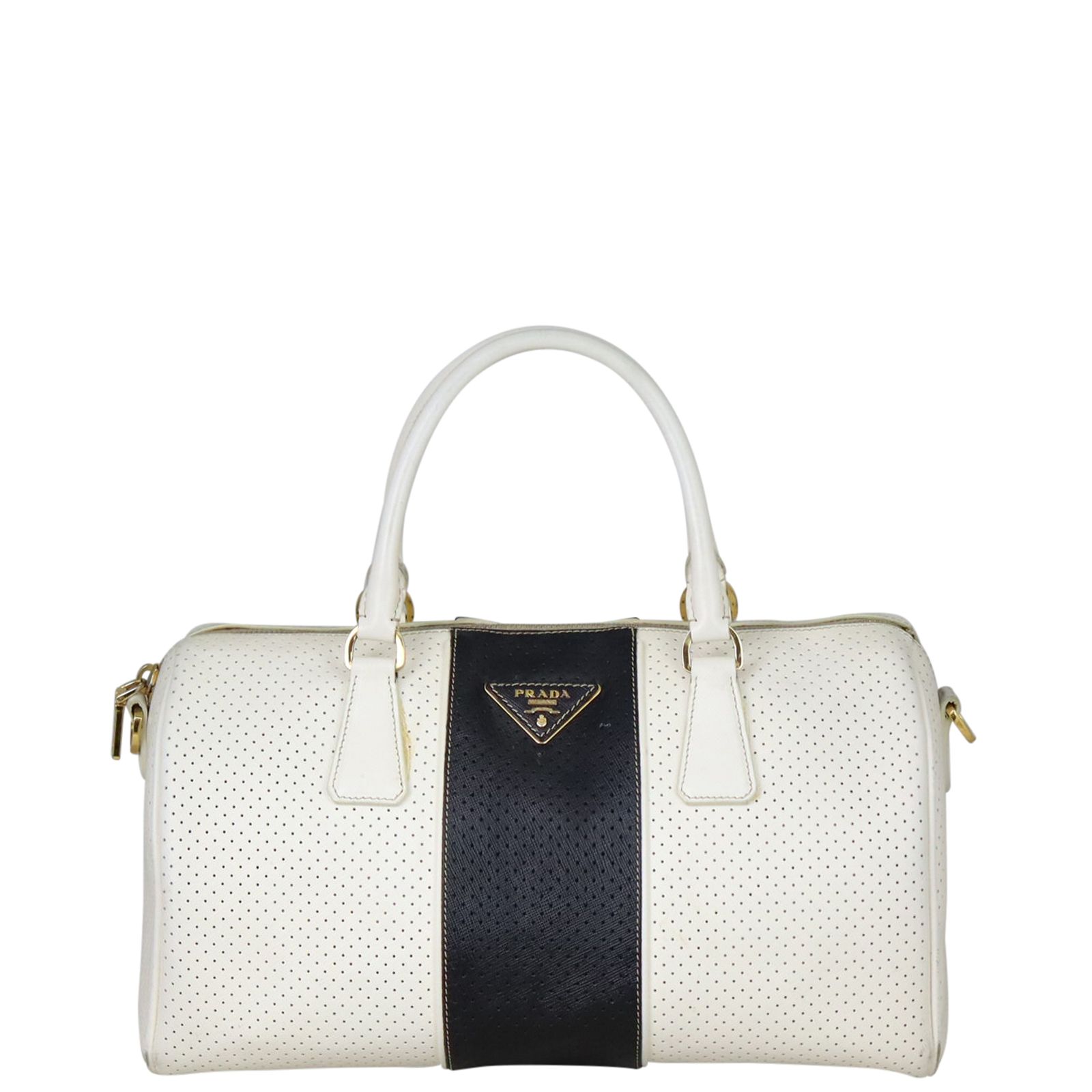 Prada Saffiano Fori Perforated Bowler