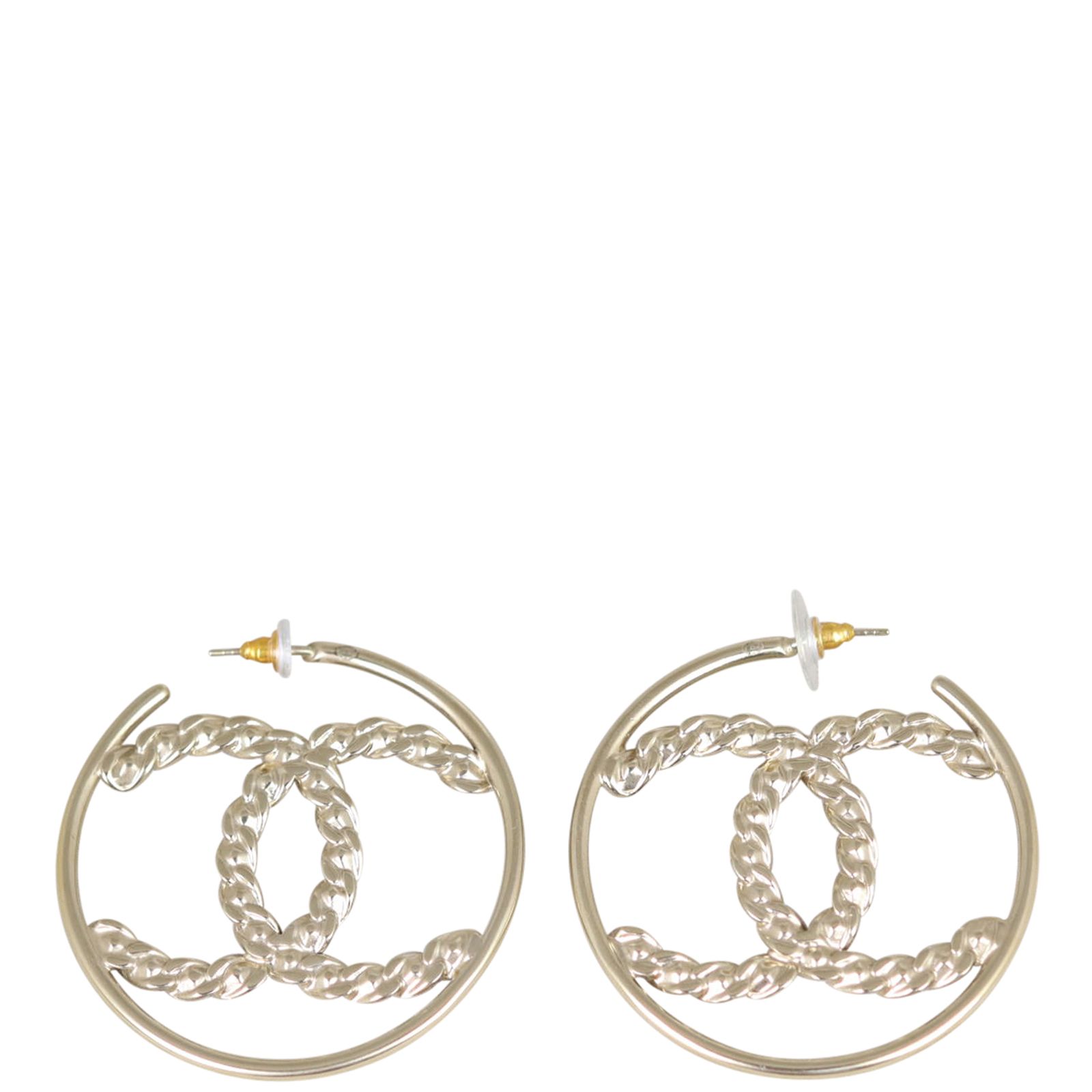 Chanel Strass CC Hoop Earrings