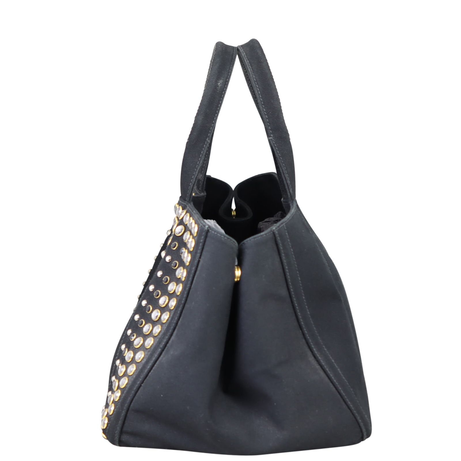 Prada Studded Canapa Tote Large