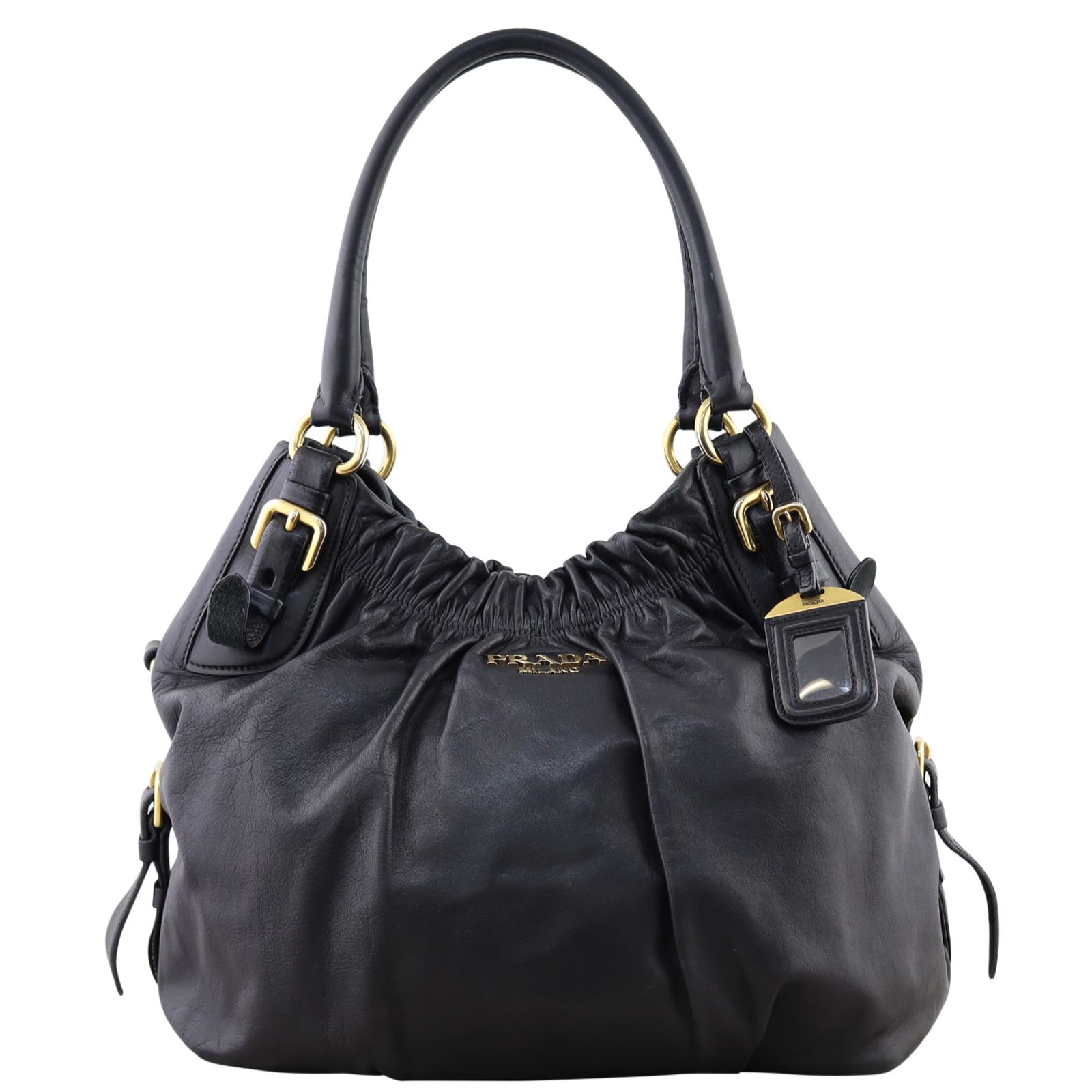 Prada Pleated Nappa Shoulder Bag
