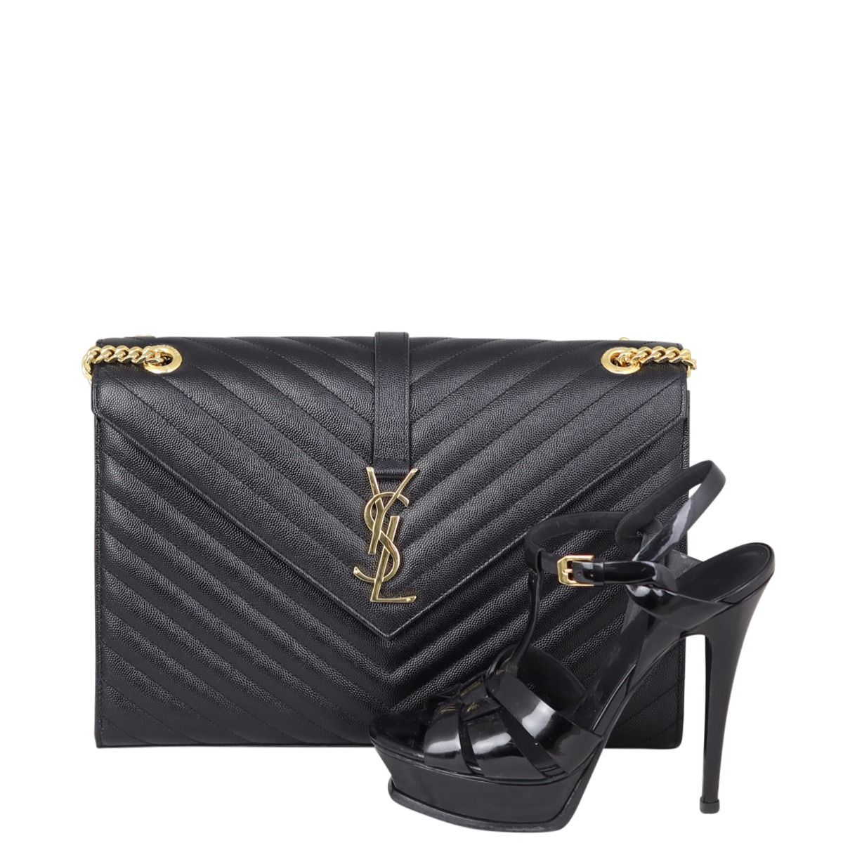 Saint laurent large monogram matelasse leather chain shoulder bag on sale