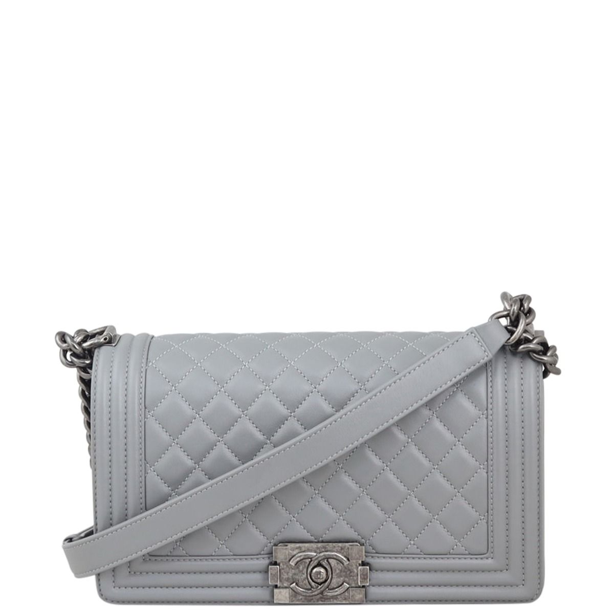 Chanel boy bag gray best sale