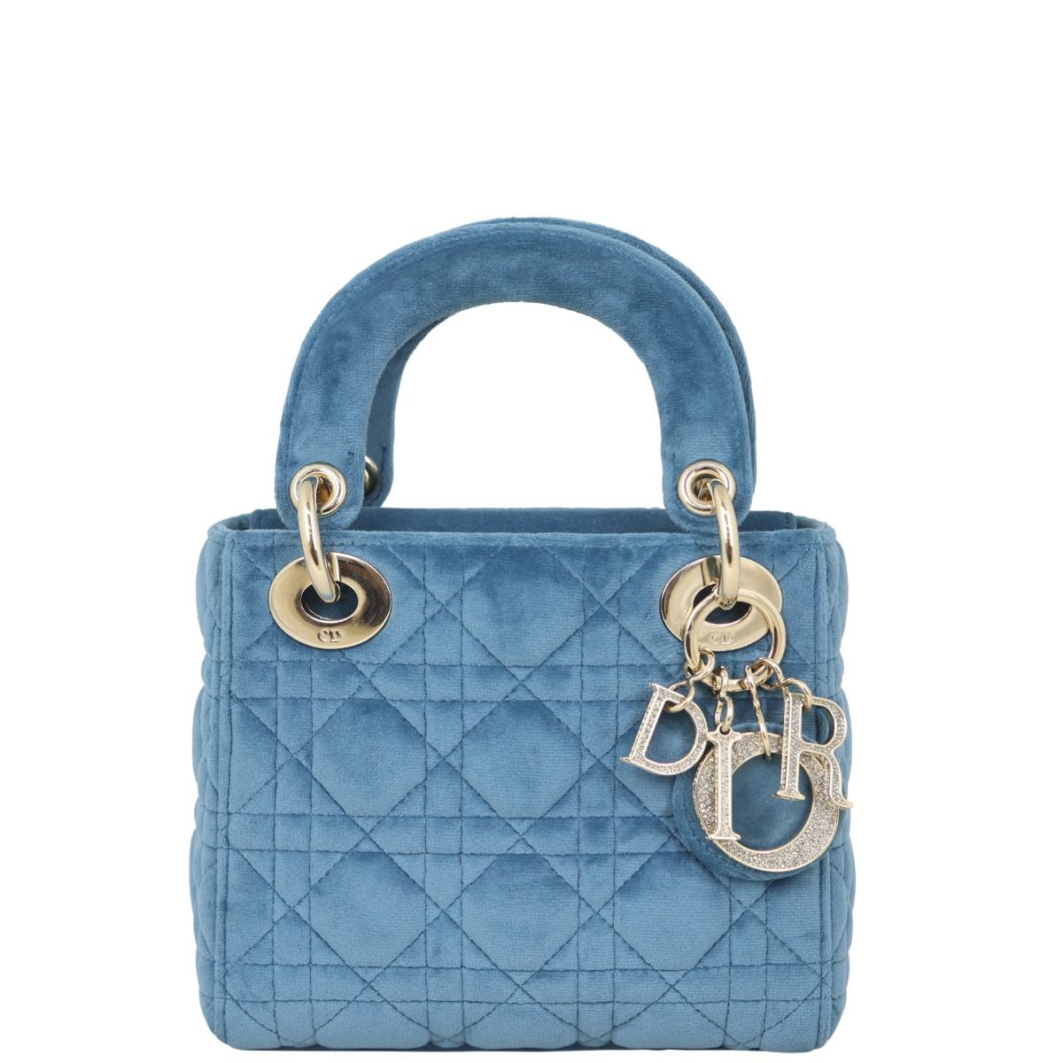 Lady dior mini blue best sale