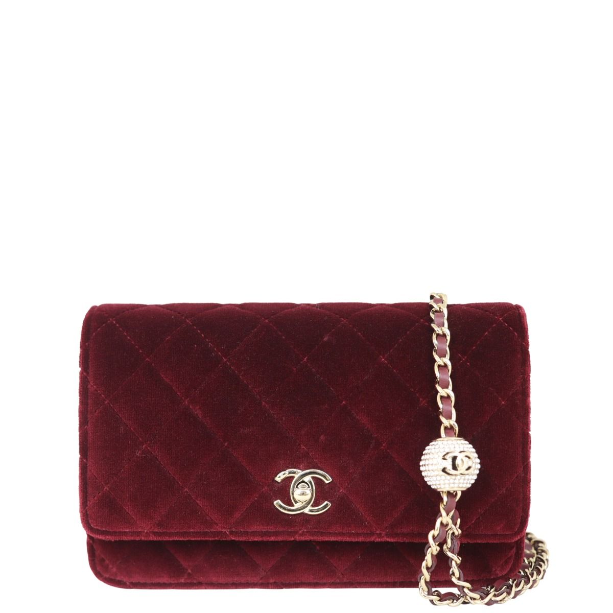 Chanel Pearl Crush Velvet Wallet on Chain
