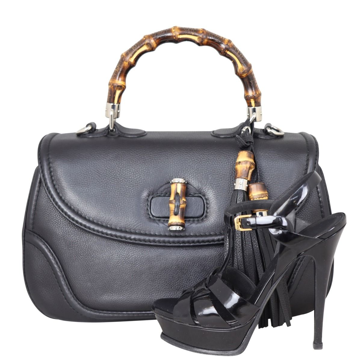 Bamboo handle flap bag／ブラックデニム 2_6456e4da-1392-4067-bd50-
