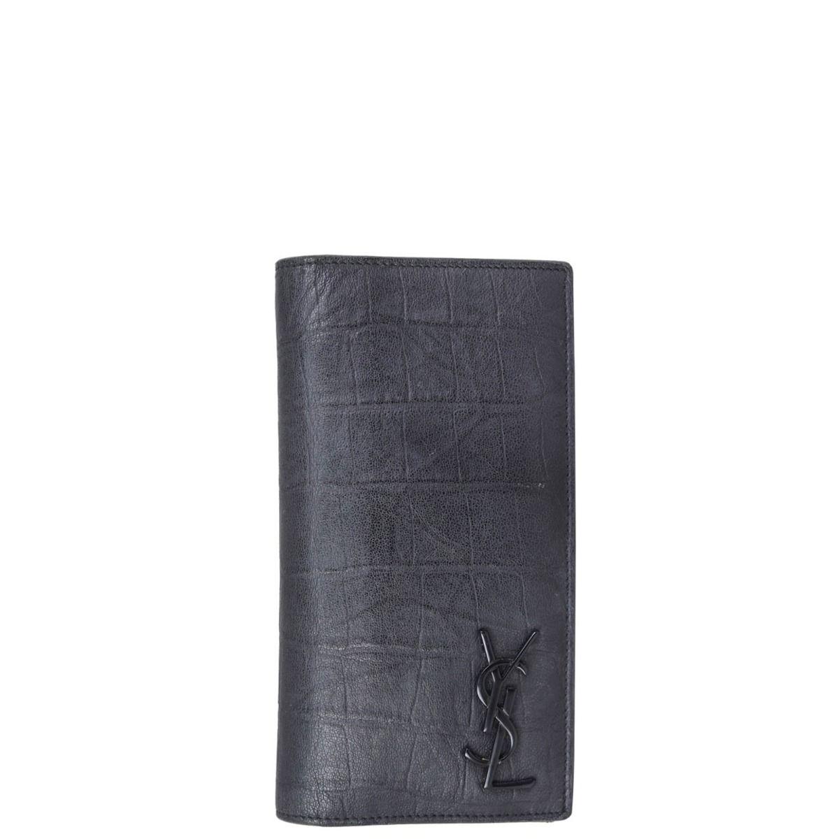 Saint Laurent Monogram Continental Wallet Crocodile Embossed