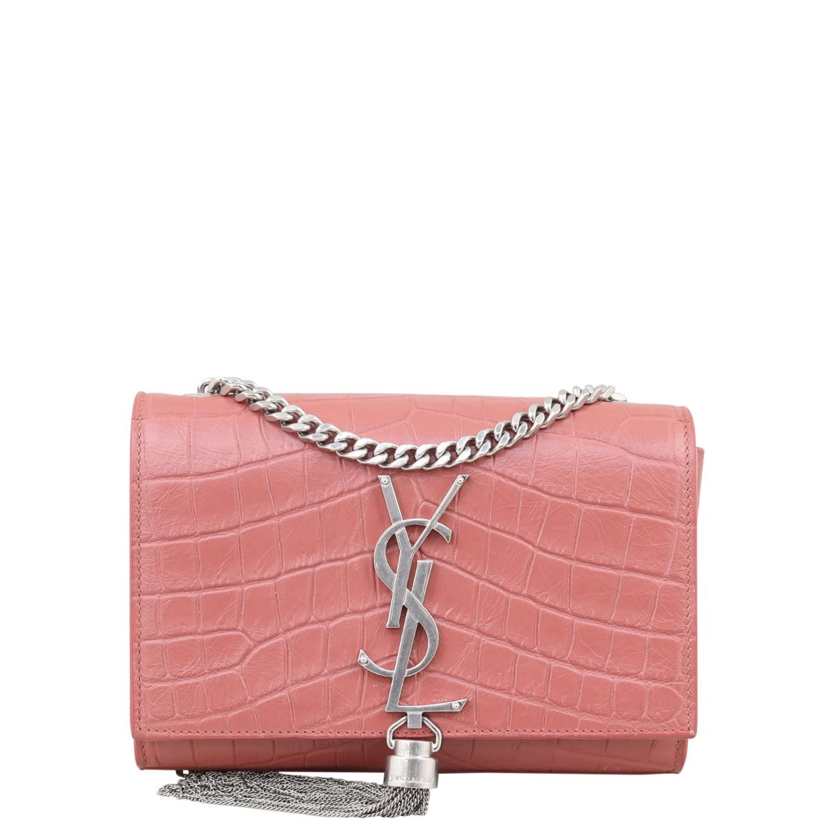 Saint Laurent Kate Tassel Chain Bag Small Croc Embossed