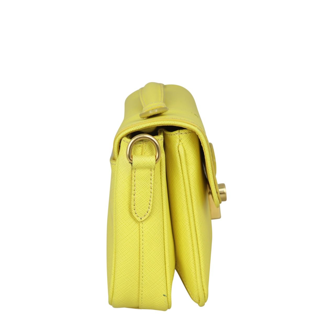 Prada Yellow Saffiano Leather Small Sound Flap Bag Prada