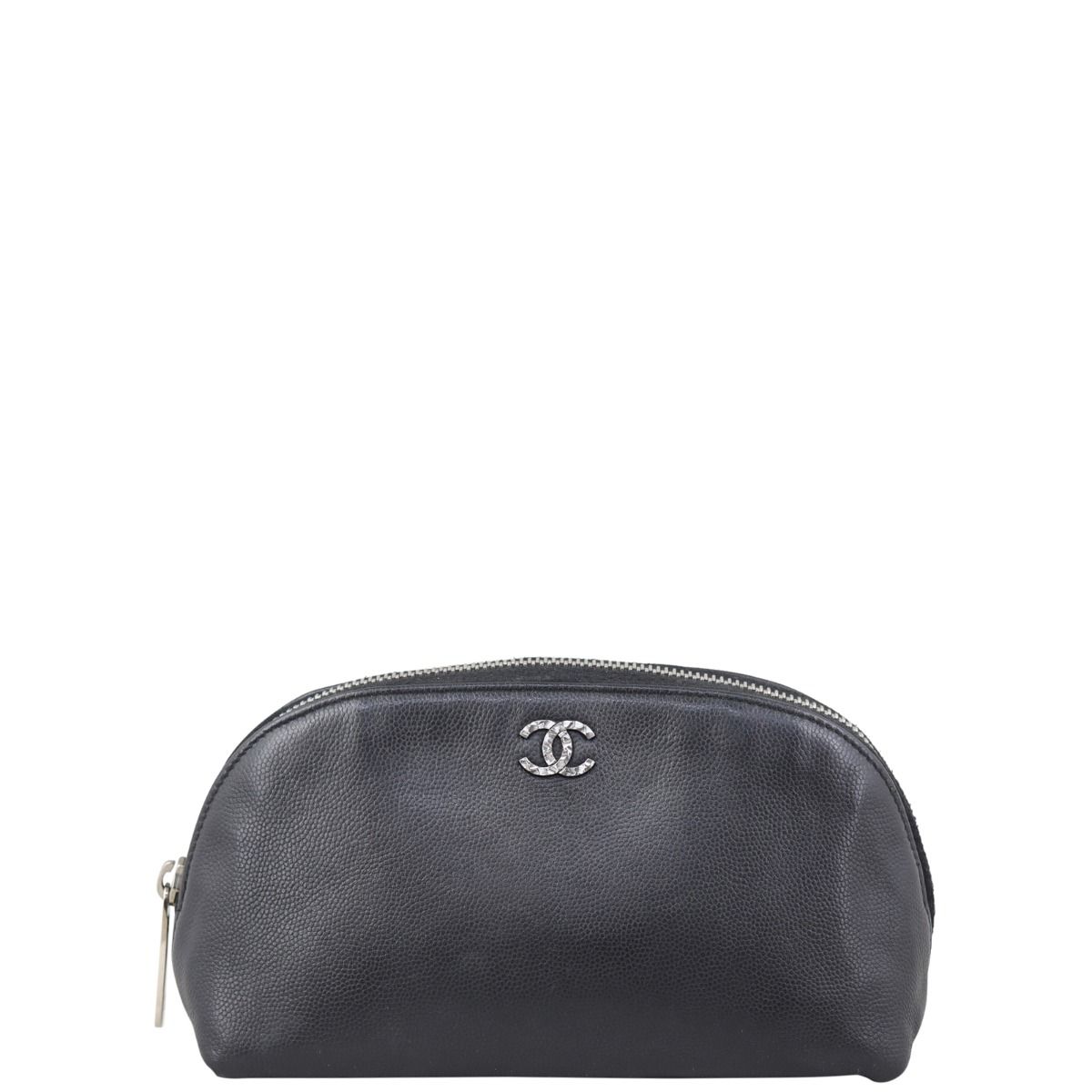 CHANEL WHITE Cosmetics Makeup Bag Clutch