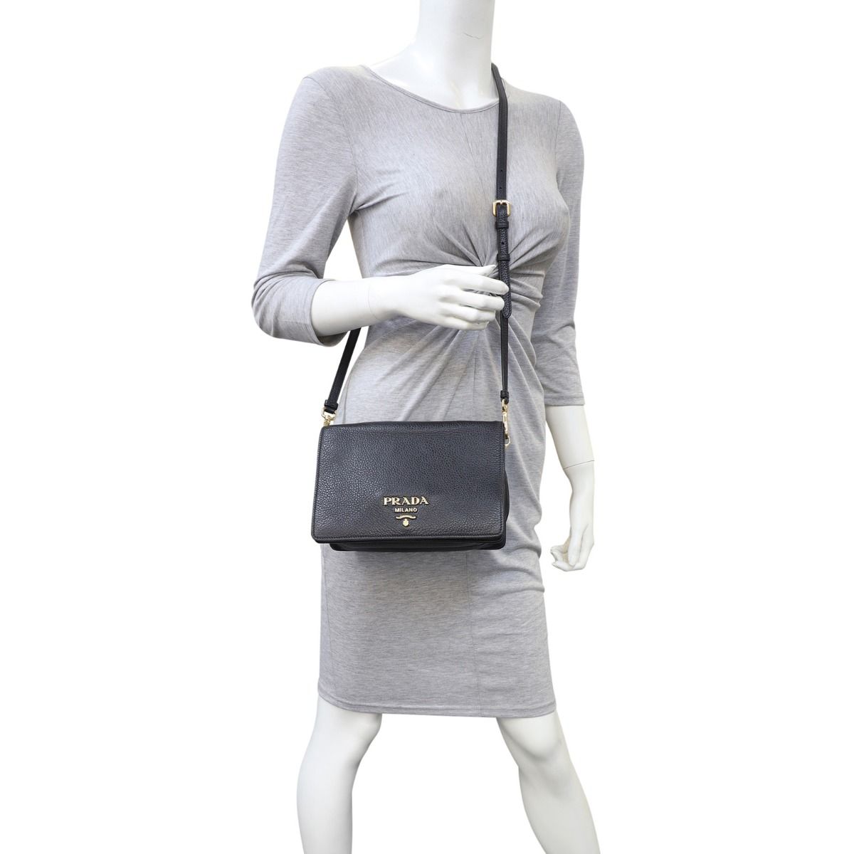 Prada Vitello Daino Crossbody Flap Bag